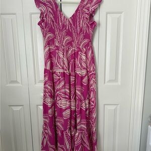 Fuchsia and Cream Maxi Dress